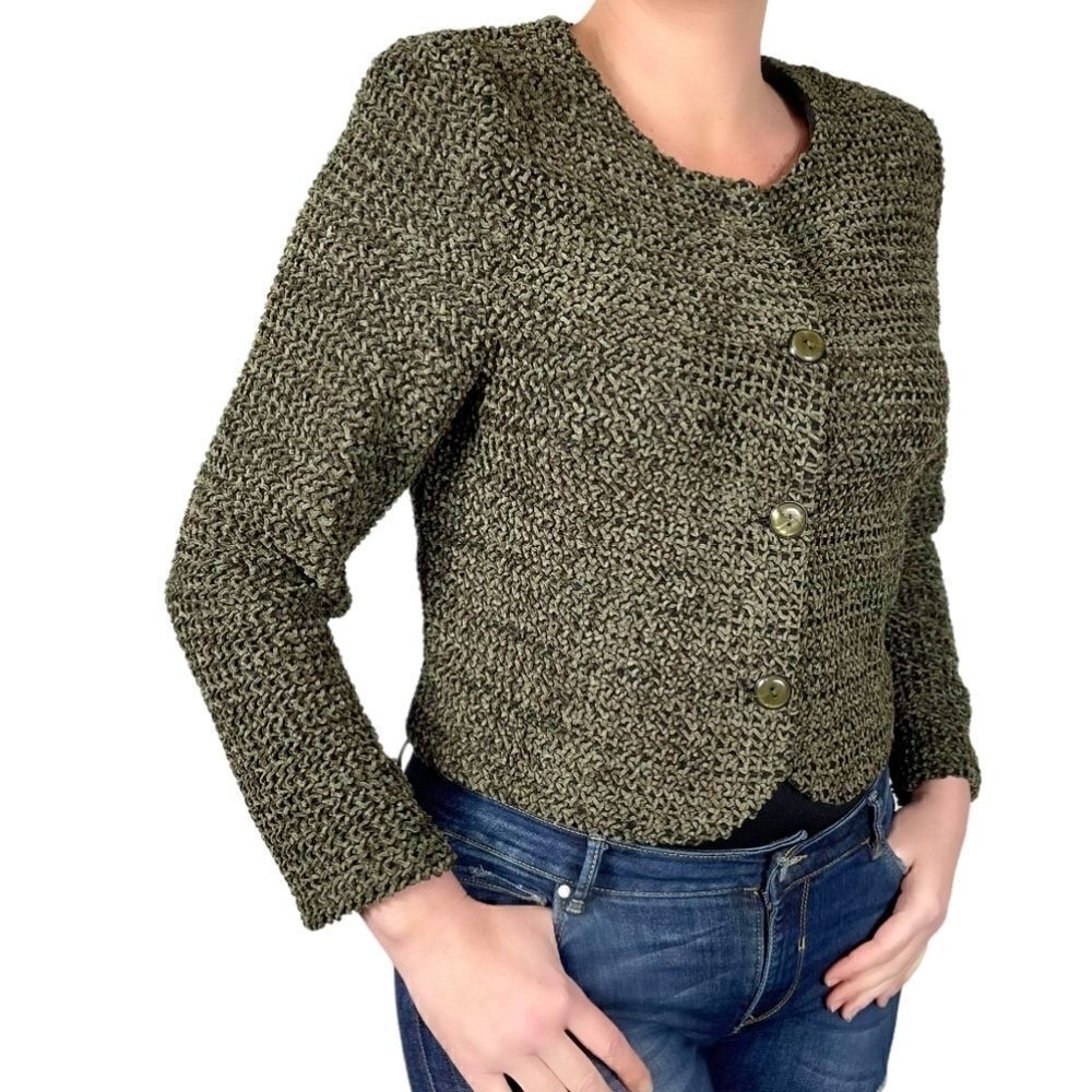 First Option Cropped button down sweater